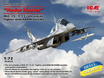 ICM maketa-miniatura 'Radarski lovec' MiG-29 '9-13' Ukrajinski lovec z HARM raketami • maketa-miniatura 1:72 novodobna letala • Level 4