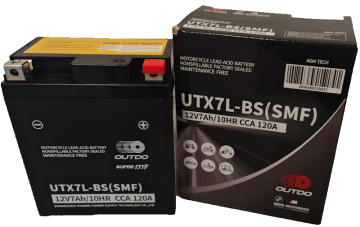 Outdo UTX7L-BS akumulator za motor YTX7L-BS • 12V 7Ah • DXŠXV: 114x70x130 • CCA 120 A