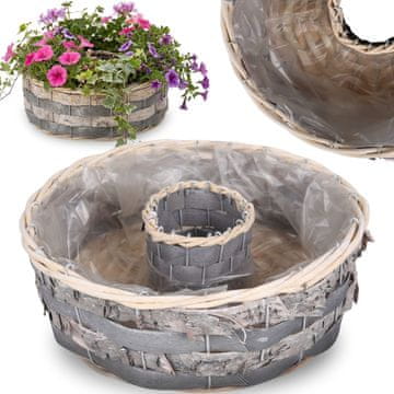 sarcia.eu Siva VRBOVA prevleka, okrogel LONČEK za rastline s FOLIJO, obroč 30x10 cm
