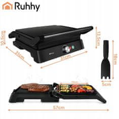 Ruhhy 2v1 2000W kontaktni žar in toaster opekač kruha črn
