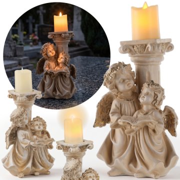 sarcia.eu Nagrobna figurica ANGELI, nagrobna dekoracija, ANGELI z LED svečo za spomenik 16x14,5x31 cm