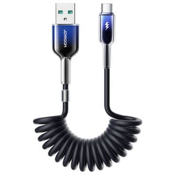 Joyroom Spiralni kabel USB-A – USB-C iz serije Crystal-Clear, 3 A, 1,5 m – črn