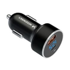 WOZINSKY Avtomobilski polnilnik za vžigalnik USB-C/USB-A 36 W, črn