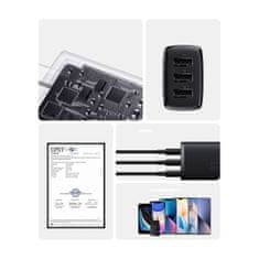 BASEUS Mrežni polnilnik Compact 3x USB 17 W, črn