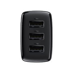 BASEUS Mrežni polnilnik Compact 3x USB 17 W, črn