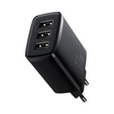 BASEUS Mrežni polnilnik Compact 3x USB 17 W, črn