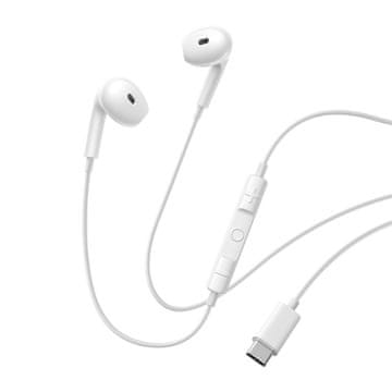 BASEUS Žične ušesne slušalke z USB-C priključkom – bele
