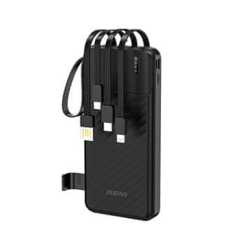 DUDAO K11 10000mAh prenosna baterija z vgrajenimi kabli - črna