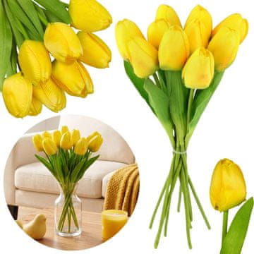 sarcia.eu Umetni TULIPANI, rumeni za notranjo/zunanjo uporabo, ŠOPEK 10 tulipanov 30 cm