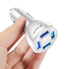 WOZINSKY Avtomobilski polnilnik 50 W, 4x USB-A QC, bel