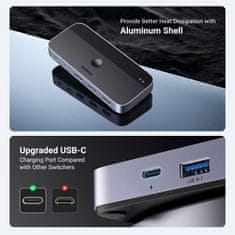 Ugreen Stikalo 2-v-4 za 2 računalnika USB 3.0 + 2x kabel USB-A, črno