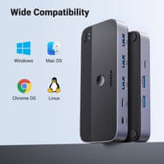 Ugreen Stikalo 2-v-4 za 2 računalnika USB 3.0 + 2x kabel USB-A, črno