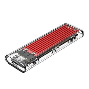 Orico Ohišje za trdi disk TCM2-C3 M.2 NVMe z vmesnikom USB-C 10 Gb/s – rdeče-prozorno