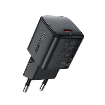AceFast Mrežni polnilnik USB-C GaN PD 20 W – črn