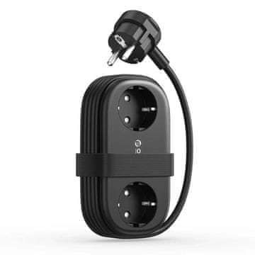 Orico 6-v-1 napajalna letev AC USB-A USB-C GaN 65 W – črna
