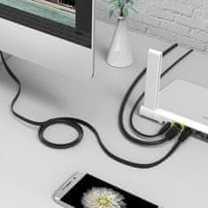Orico Ploščat internetni kabel Ethernet CAT7 10 Gbps RJ45 LAN, 8 m – črn