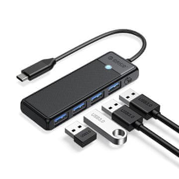 Orico 4-vratni USB-C – USB-A razdelilnik – 0,15 m – črn