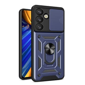 HURTEL Ojačano etui z zaščitnim obročem za kamero za Samsung Galaxy S25 Hybrid Armor Camshield – modro