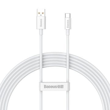 BASEUS Kabel USB-A – USB-C serije Superior, 100 W, 2 m – bel