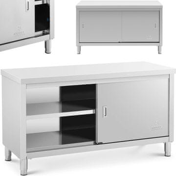 Royal Catering Miza s sredinsko delovno ploščo in omarico z drsnimi vrati, 150 x 60 x 85 cm