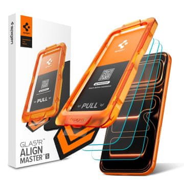 Spigen Kaljeno steklo za iPhone 17 Pro z aplikatorjem – 3 kos
