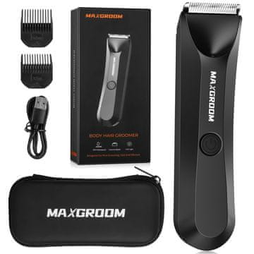 MAXGROOM Večnamenski vodoodporni trimer z LED-lučko, 2 nastavka, USB-C – komplet
