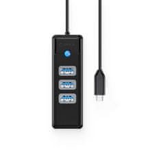 Orico 4-vtični USB-C – USB-A – RJ45 2,5G Ethernet razdelilnik (HUB) 0,15 m – črn