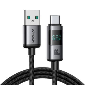 Joyroom Kabel z zaslonom USB-A - USB-C 66W 1,2 m - črn