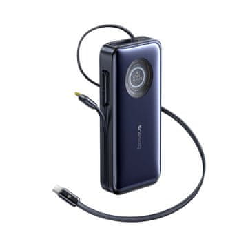 BASEUS Powerbank 20000 mAh, 100 W, z zvijljivimi kabli USB-C – črn