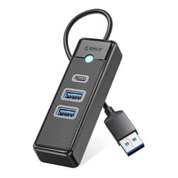 Orico 3-vratni USB-A razdelilnik – USB-A/USB-C, 0,15 m – črn