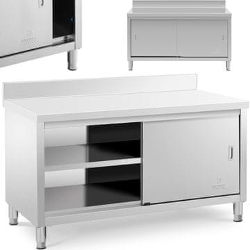 Royal Catering Delovna miza za steno z omarico in robom ter drsnimi vrati, 150 x 70 cm