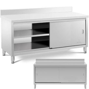 Royal Catering Delovna miza ob steni z omarico in drsnimi vrati, 180 x 70 x 97 cm