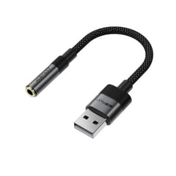 AceFast Prestavni adapter USB-A – mini jack 3,5 mm – črn