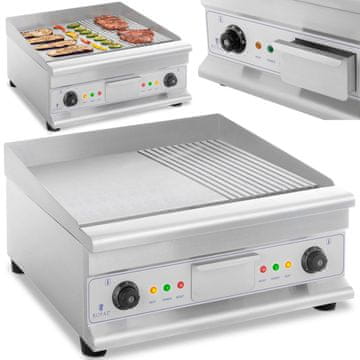 Royal Catering Žar z dvojno gladko in rebrasto ploščo ter predalom za maščobo, 230 V, 2 × 3200 W