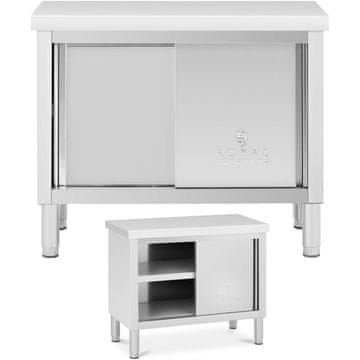 Royal Catering Gostinska miza z omarico z drsnimi vrati STAL 100 x 50 cm, nosilnost do 330 kg