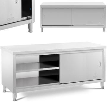 Royal Catering Miza s sredinsko delovno ploščo in omarico z drsnimi vrati, 200 x 60 x 85,5 cm