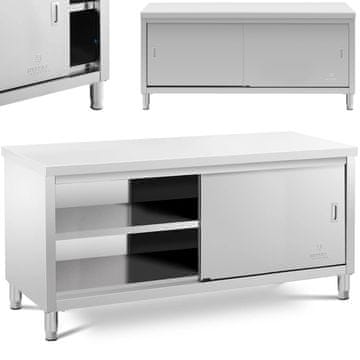 Royal Catering Miza s sredinsko delovno ploščo in omarico z drsnimi vrati, 180 x 60 x 85 cm