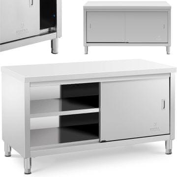 Royal Catering Miza s sredinsko delovno ploščo in omarico z drsnimi vrati, 150 x 70 x 85 cm