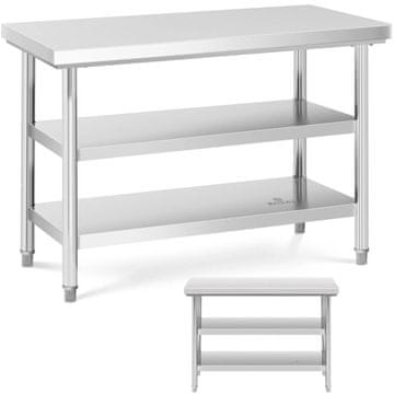Royal Catering Delovna miza s centralno jekleno delovno ploščo, 3 nivoji, 120 x 60 cm, nosilnost do 600 kg