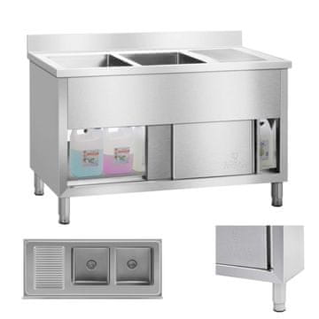 Royal Catering Industrijski gastronomski pomivalnik z dvema koritoma na podstavku dolžine 140 cm, znamke Royal Catering