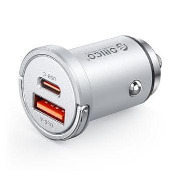 Orico Avtomobilski polnilnik USB-A/USB-C 45 W – srebrna