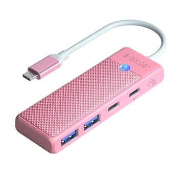 Orico HUB adapter USB-C – USB-A USB-C s polnjenjem USB-C PD 100 W, 0,15 m – roza