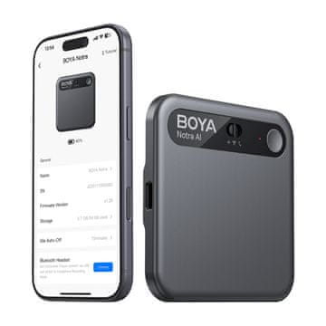 Boya Diktfon z AI-transkripcijo, 64 GB, 610 mAh – črn