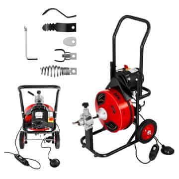 MSW Električni spiralni čistilnik cevi 390 W, 23 m, MSW-DRAIN CLEAN 23E + glave