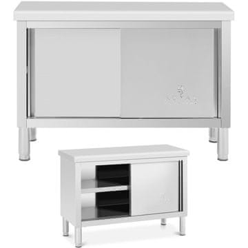 Royal Catering Gastronomska miza z omarico z drsnimi vrati STAL 120 x 50 cm, nosilnost do 330 kg