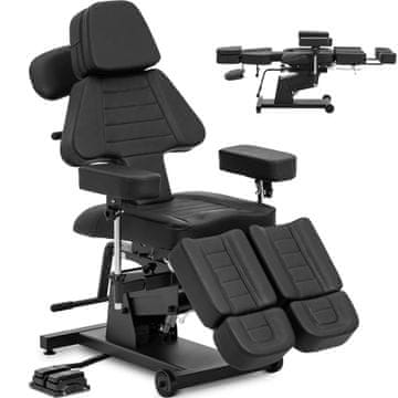 Physa Nastavljiv kozmetični stol za tetoviranje z nožnim pedalom, nosilnost do 300 kg – črn