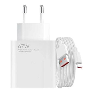 Xiaomi Xiaomi 67 W 6,2 A USB-A omrežni polnilnik s kablom USB-C – bel