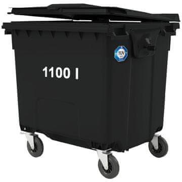 GSG24 Kontejner za komunalne odpadke PZH EN 840-2 DIN 1100L – črn