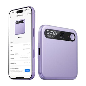 Boya Diktfon z AI-prepisom, 64 GB, 610 mAh – vijoličen