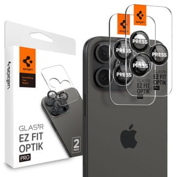 Spigen Zaščitni ovitek za iPhone 14 Pro / Pro Max / 15 Pro / Pro Max / 16 Pro / Pro Max / 17 Pro / 17 Pro Max, črn – 2 kos